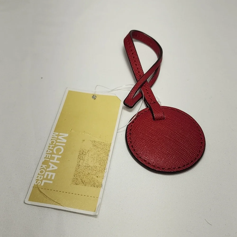 Michael Kors Monogram‎ Charms Cherry MD Circle Leather Keychain NWT